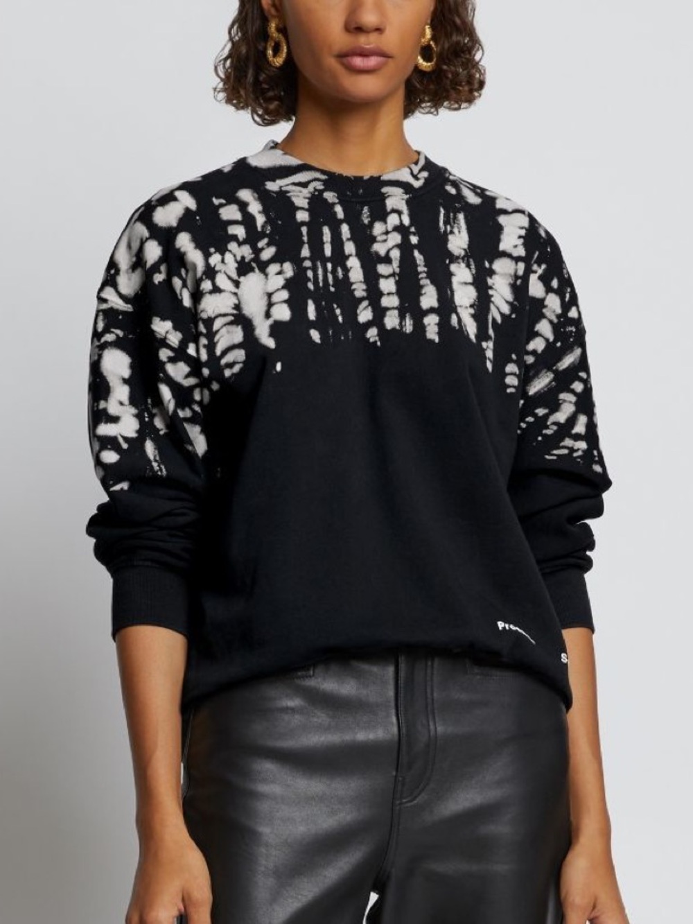 Proenza Schouler Black & White Tie-Dye Crewneck Sweater